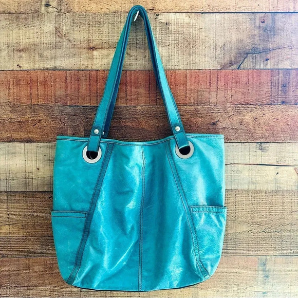 Fossil Teal Hathaway Leather Tote - Picture 3 of 10